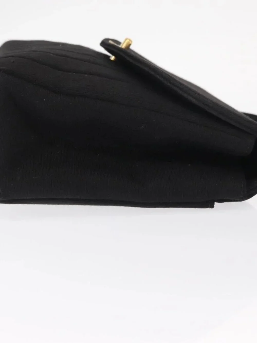 CHANEL Mademoiselle Shoulder Bag Cotton Black Gold CC Auth bs31506